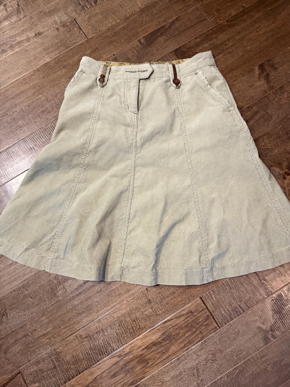 Boden A-Line Skirt in Light Beige with Button Details